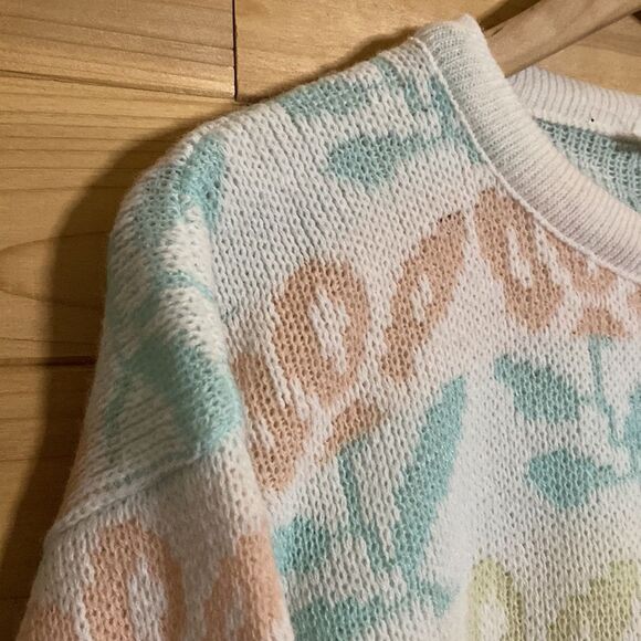 Vintage Justin Allen Size Medium Floral Print Pastel Sweater 80s 90s - Picture 5 of 9